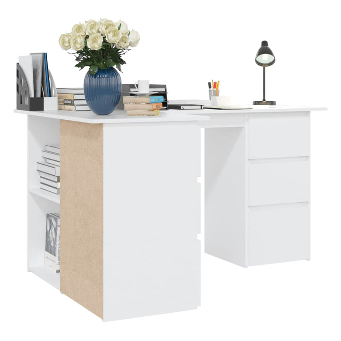 Corner Desk White 145x100x76 cm Engineered Wood.