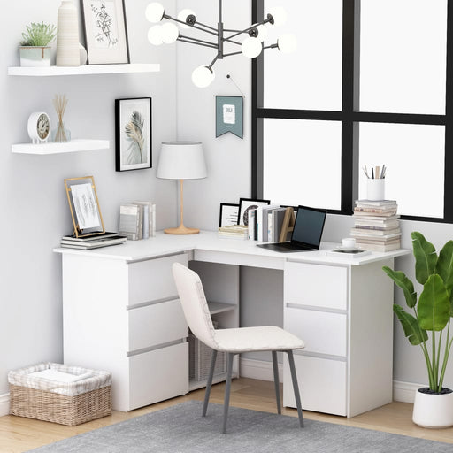 Corner Desk White 145x100x76 cm Engineered Wood.