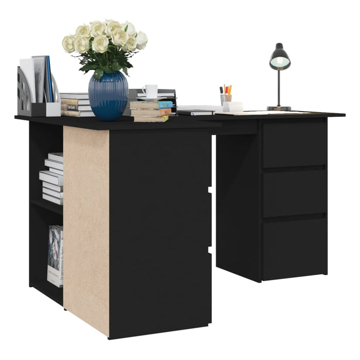 Corner Desk Black 145x100x76 cm Engineered Wood.