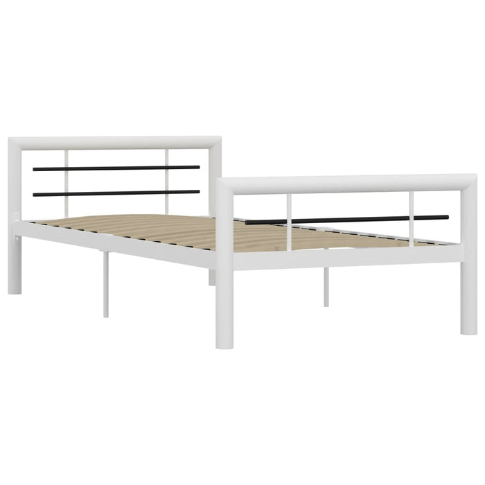 Bed Frame White and Black Metal 100x200 cm.