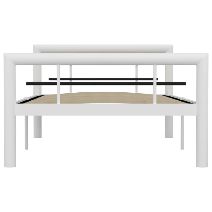 Bed Frame White and Black Metal 100x200 cm.