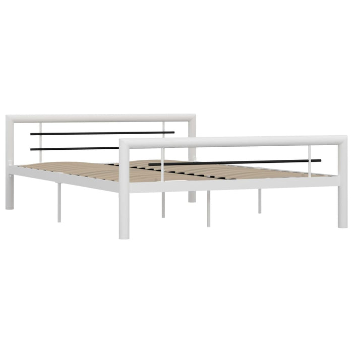 Bed Frame White and Black Metal 120x200 cm.