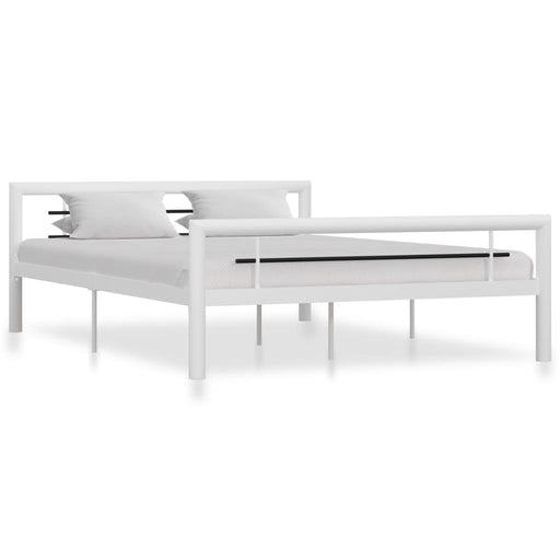 Bed Frame White and Black Metal 160x200 cm.