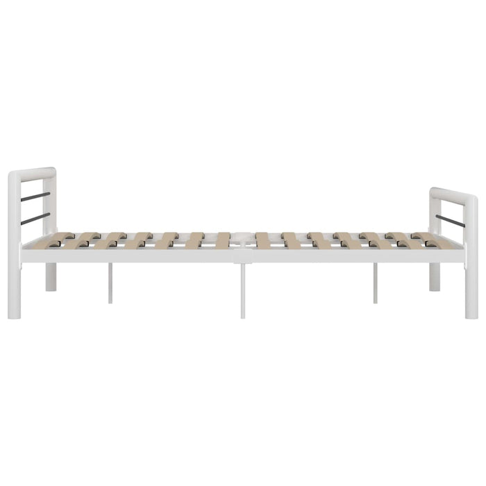 Bed Frame White and Black Metal 160x200 cm.