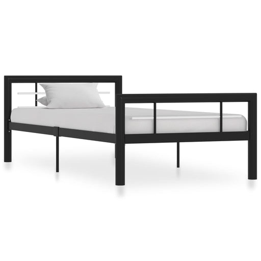 Bed Frame Black and White Metal 100x200 cm.