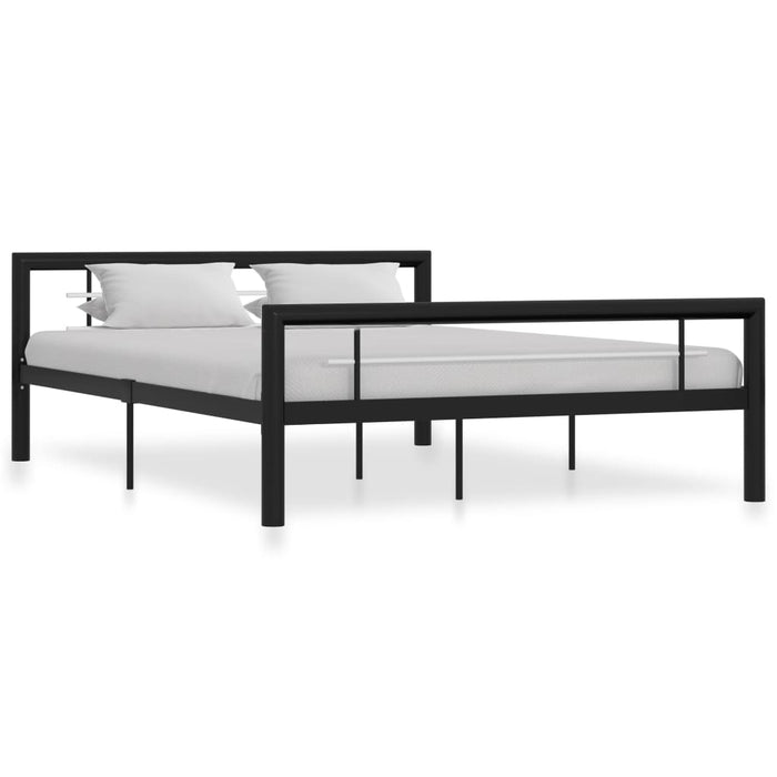Bed Frame Black and White Metal 140x200 cm.