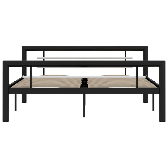 Bed Frame Black and White Metal 140x200 cm.