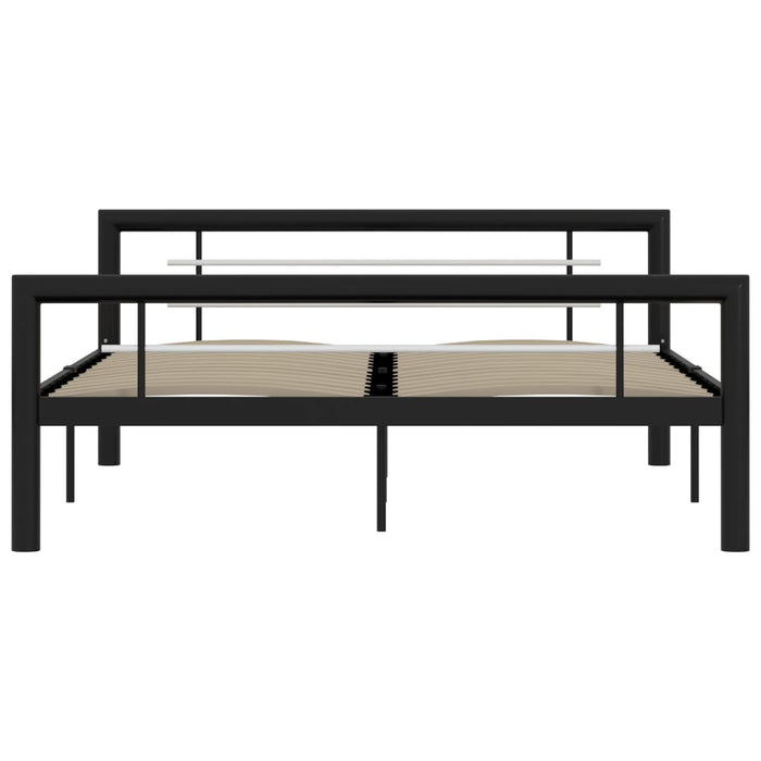 Bed Frame Black and White Metal 160x200 cm.