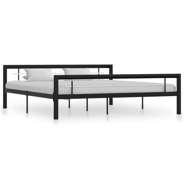 Bed Frame Black and White Metal 180x200 cm 6FT Super King.