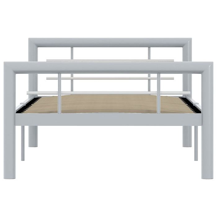 Bed Frame Grey and White Metal 100x200 cm.