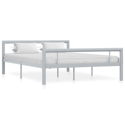 Bed Frame Grey and White Metal 160x200 cm.
