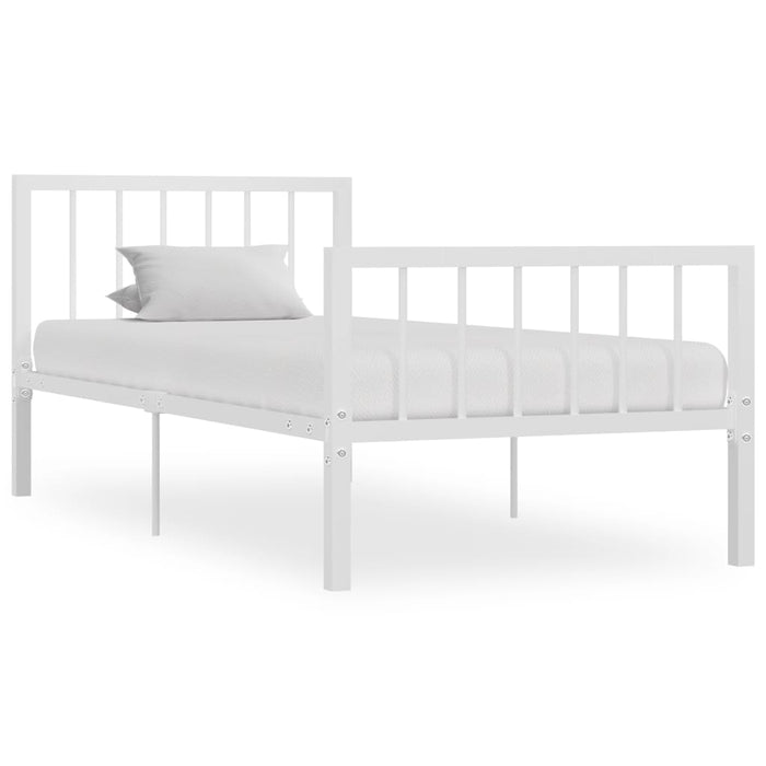 Bed Frame White Metal 100x200 cm.