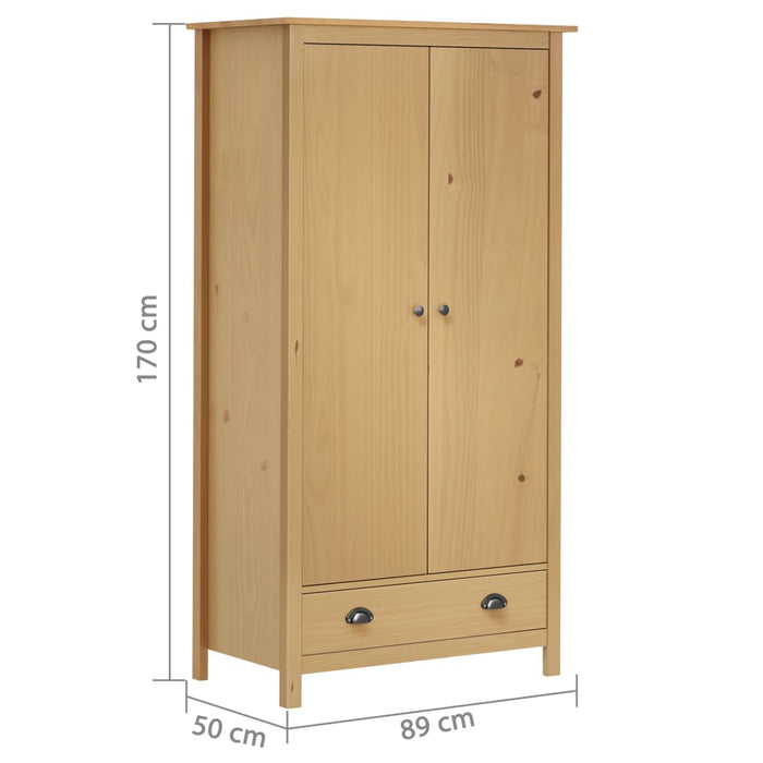 2-Door Wardrobe Hill 89x50x170 cm Solid Pine Wood.