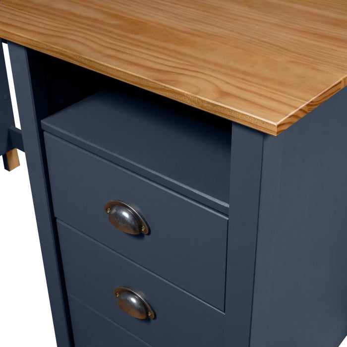 Desk Hill with 3 Drawers Grey 120x50x74 cm Solid Pine Wood.
