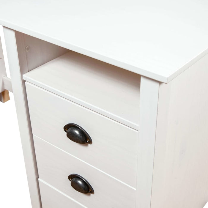 Desk Hill White 150x50x74 cm Solid Pine Wood.