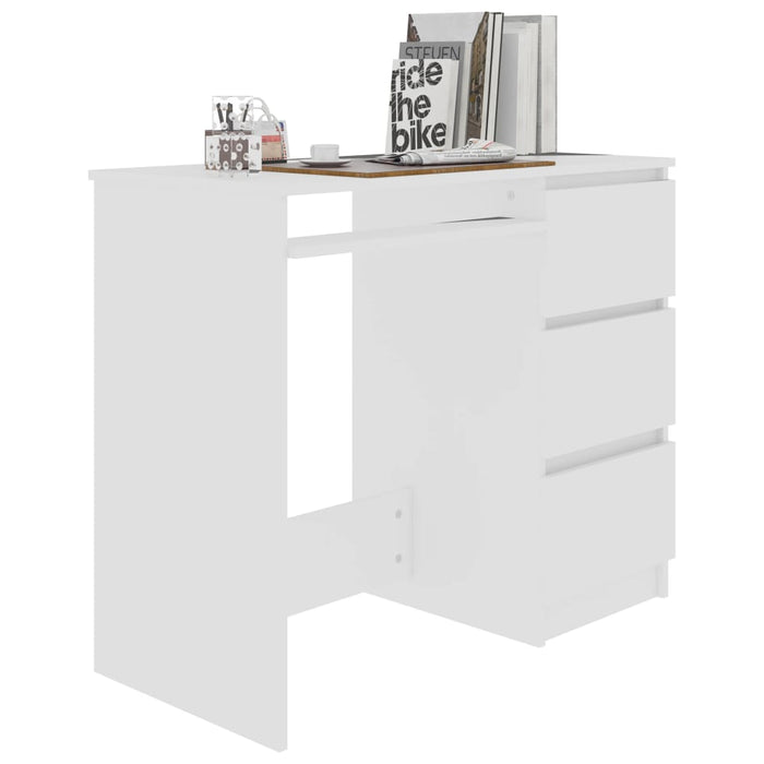 Desk White 90x45x76 cm Engineered Wood.
