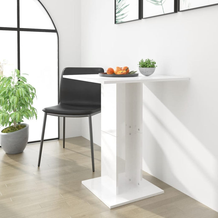 Bistro Table High Gloss White 60x60x75 cm Engineered Wood.