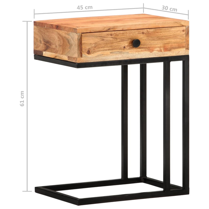 U-Shaped Side Table Solid Acacia Wood 45 cm
