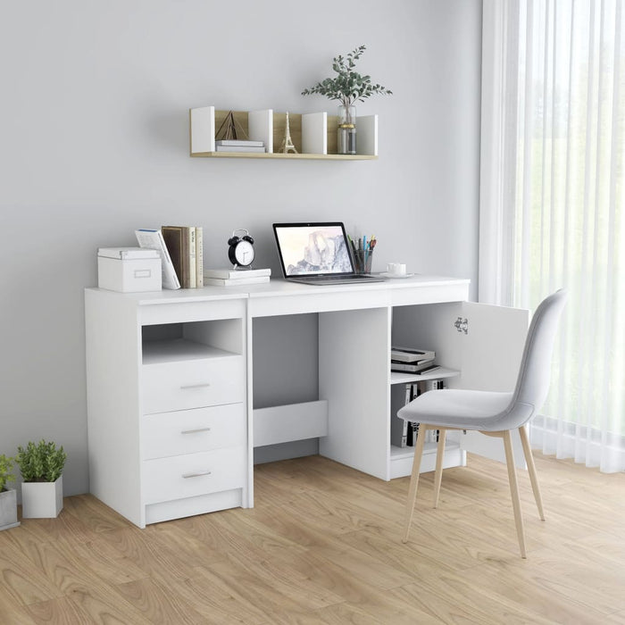Desk White 140x50x76 cm Engineered Wood.