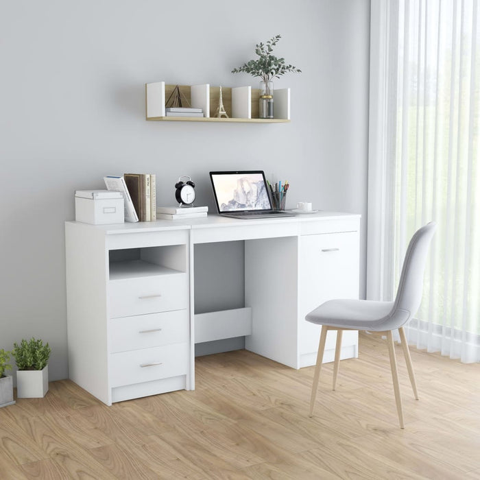 Desk White 140x50x76 cm Engineered Wood.