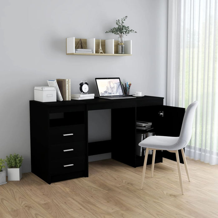 Desk Black 140x50x76 cm Engineered Wood.