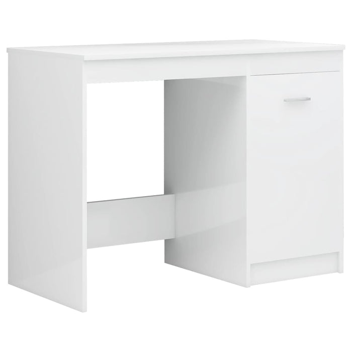 Desk High Gloss White 140x50x76 cm Engineered Wood.