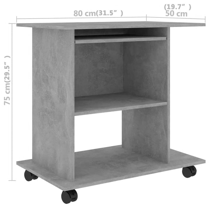 Computer Desk Concrete Grey 80x50x75 cm Engineered Wood.