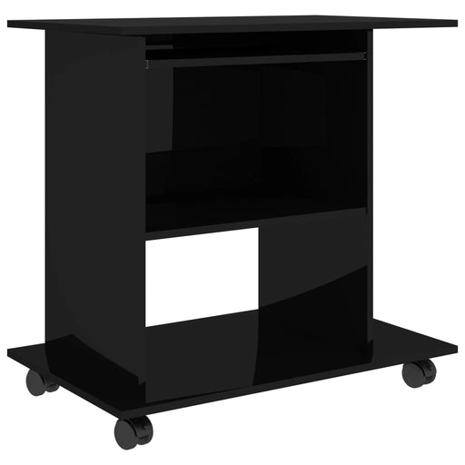 Computer Desk High Gloss Black 80x50x75 cm Engineered Wood.
