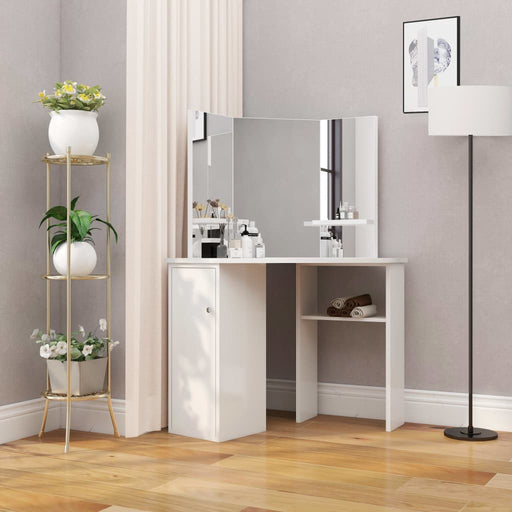 Corner Dressing Table Cosmetic Table Make-up Table White.