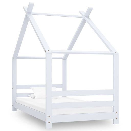 Kids Bed Frame White Solid Pine Wood 80x160 cm.