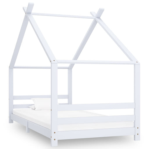 Kids Bed Frame White Solid Pine Wood 90x200 cm.
