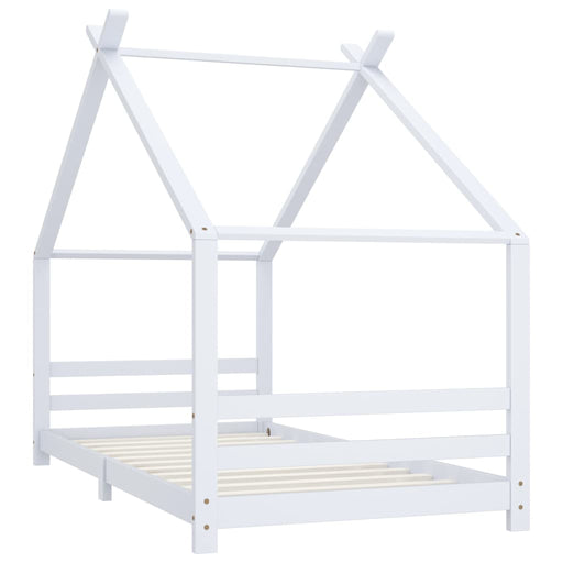 Kids Bed Frame White Solid Pine Wood 90x200 cm.