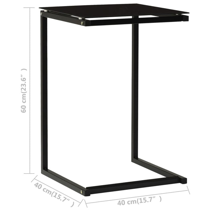 Side Table Black 40x40x60 cm Tempered Glass.