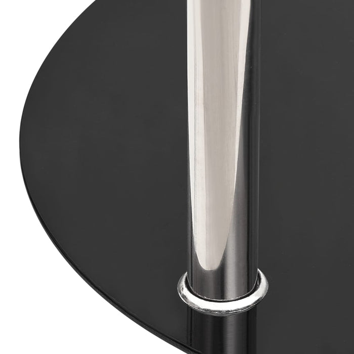 2-Tier Side Table Transparent & Black 38 cm Tempered Glass.
