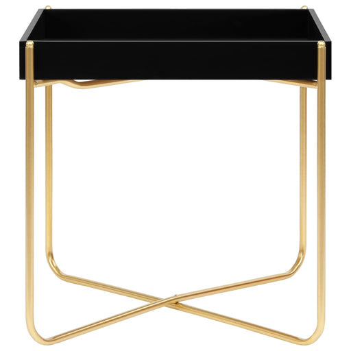 Side Table Black and Gold 38x38x38.5 cm MDF.