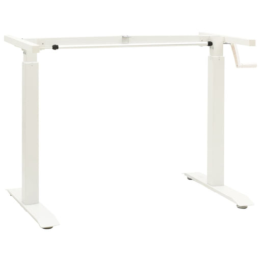 Manual Height Adjustable Standing Desk Frame Hand Crank White.
