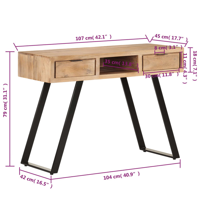 Desk 107x45x79 cm Solid Acacia Wood with Live Edges.