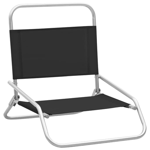 Folding Beach Chairs 2 pcs Black Fabric.
