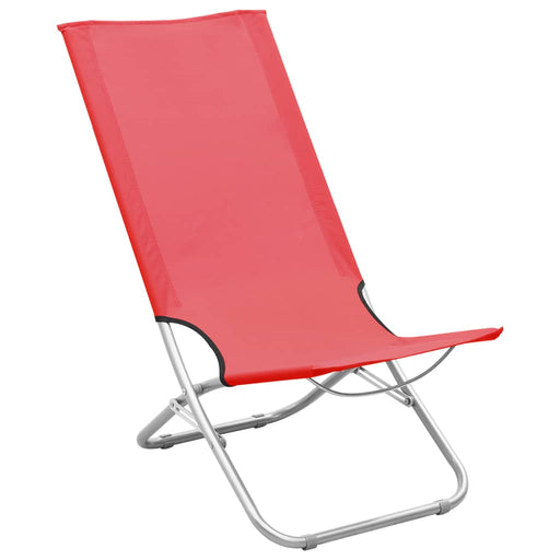 Folding Beach Chairs 2 pcs Red Fabric.