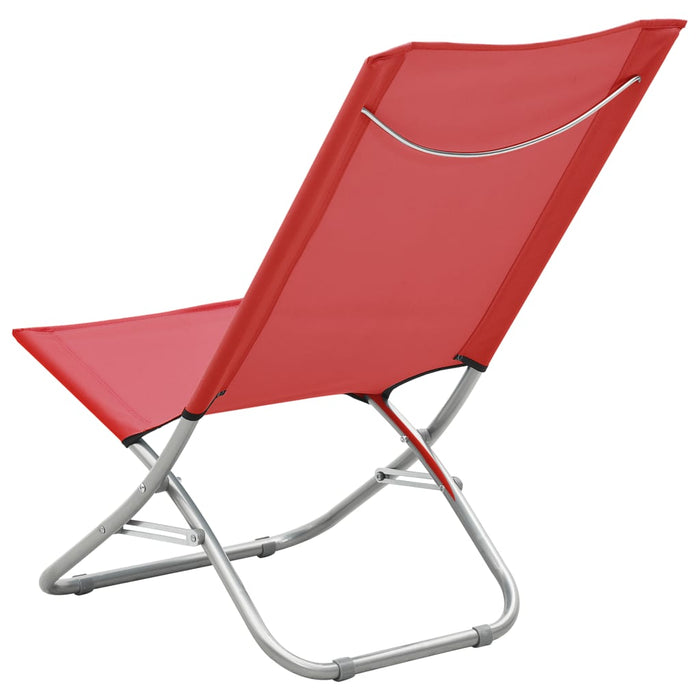 Folding Beach Chairs 2 pcs Red Fabric.
