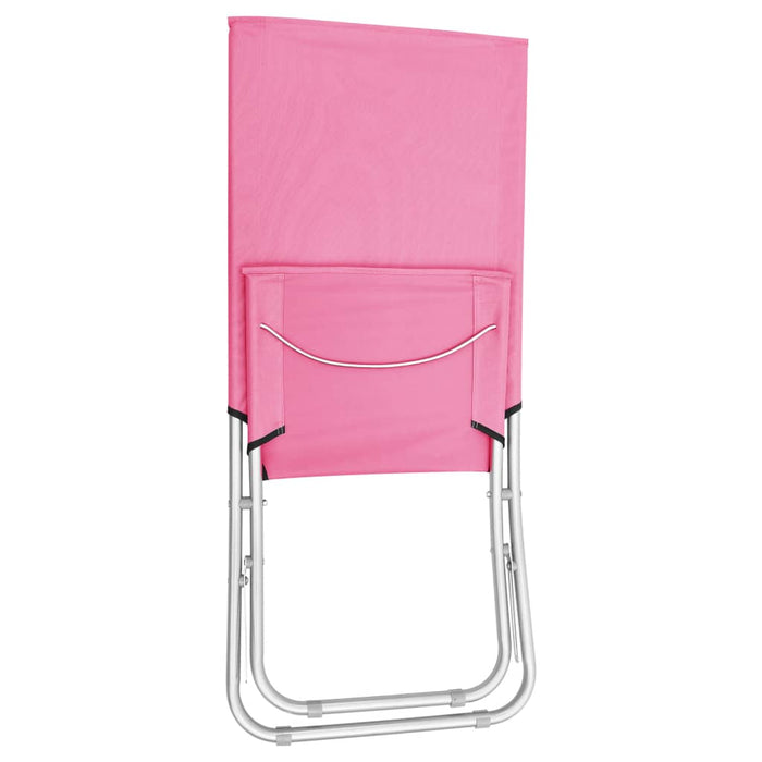 Folding Beach Chairs 2 pcs Pink Fabric.