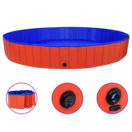 Foldable Dog Swimming Pool Red 300x40 cm PVC.