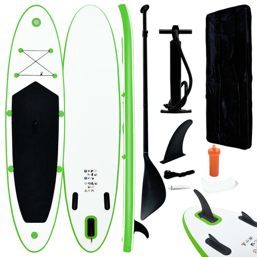 Inflatable Stand Up Paddle Board Set Green and White.