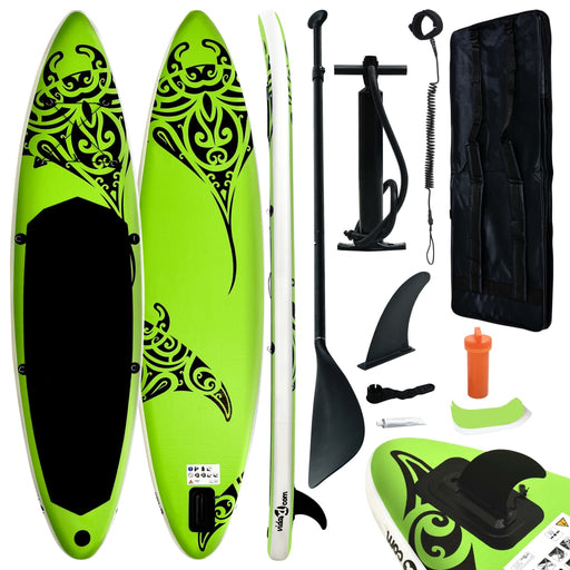 Inflatable Stand Up Paddleboard Set 305x76x15 cm Green.