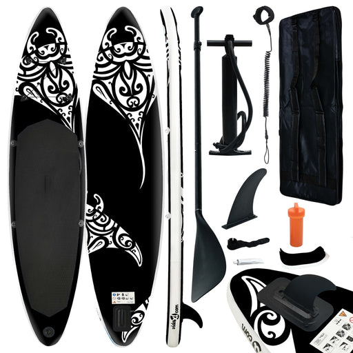 Inflatable Stand Up Paddleboard Set 366x76x15 cm Black.