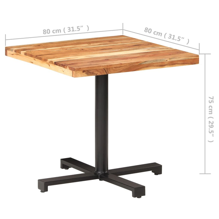 Bistro Table Square 80x80x75 cm Solid Acacia Wood.