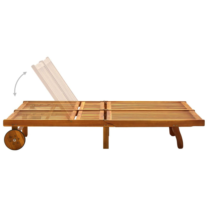2-Person Sun Lounger Solid Acacia Wood.