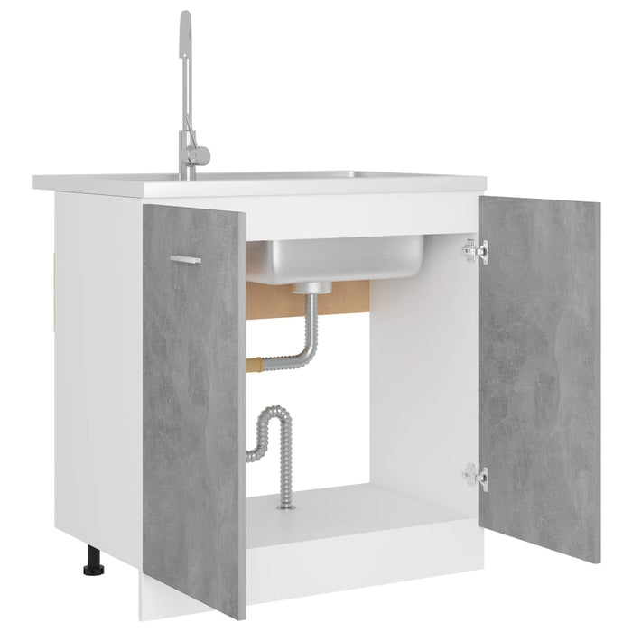 Sink Bottom Cabinet Concrete Grey 80x46x81.5 cm Engineered Wood.
