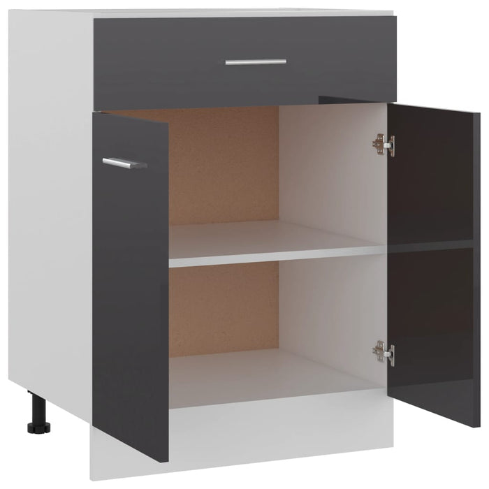 Drawer Bottom Cabinet High Gloss Grey 60x46x81.5 cm Engineered Wood.