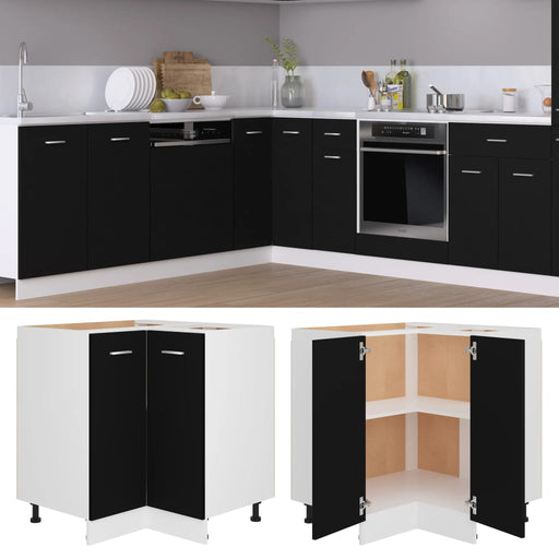 Corner Bottom Cabinet Black 75.5x75.5x80.5 cm Engineered Wood.